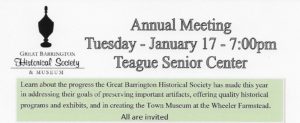 Come to our Annual Meeting on Tuesday, January 17th