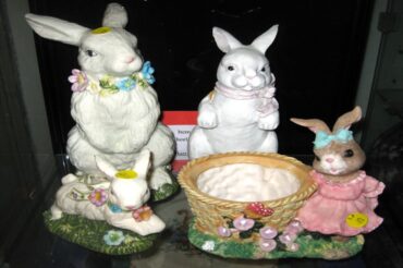 Beautiful ceramic bunnies, deer, and eggs for sale in the Museum’s gift area